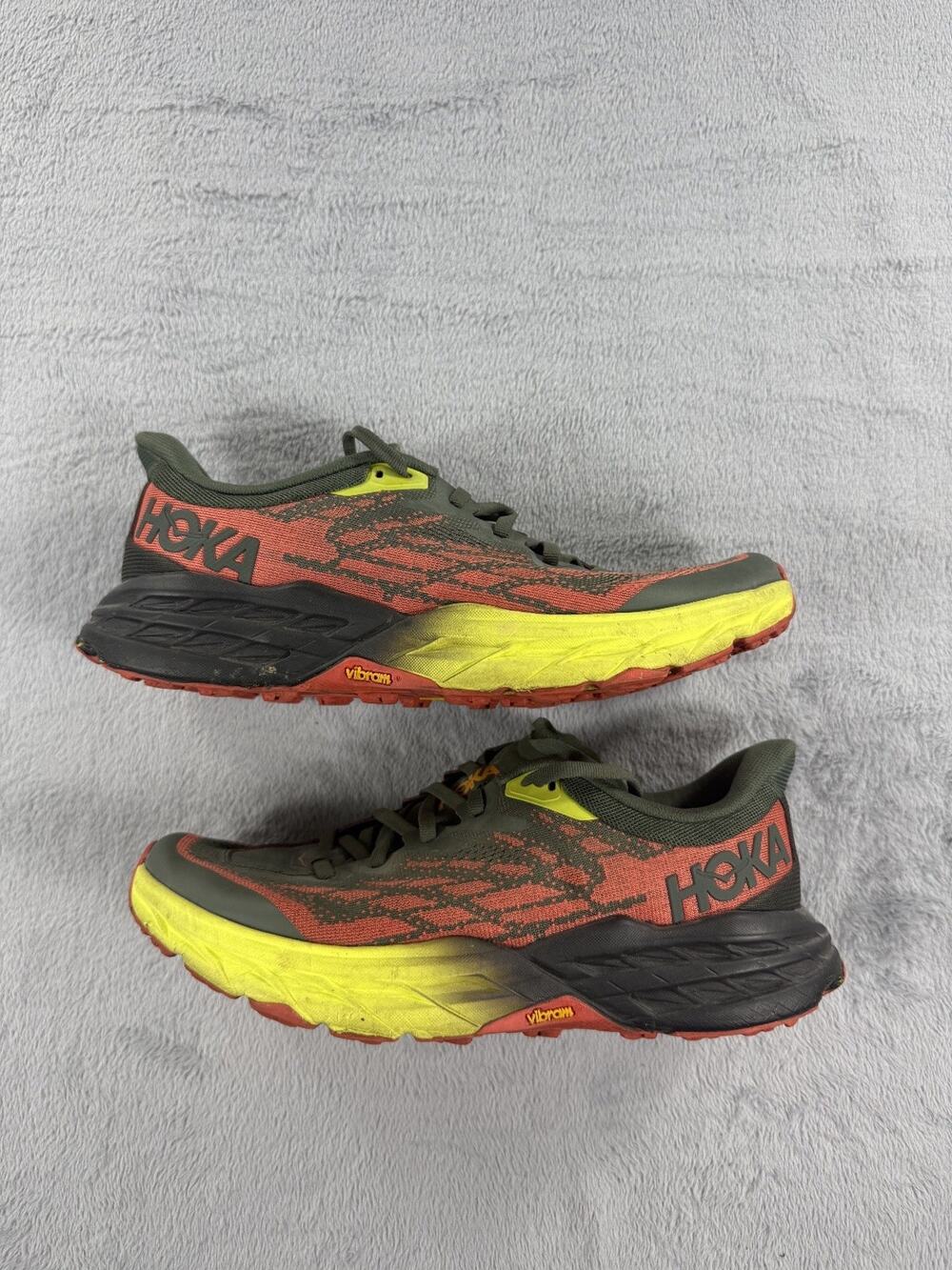 Hoka Speedgoat 5 Trail Running Shoes Men's 8D Orange Yellow Vibram